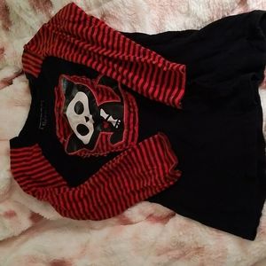 Skelanimals black and red striped shirt